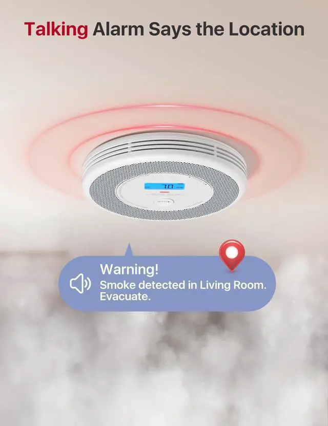 Alt view image 5 of 7 - X-Sense Combination Smoke and Carbon Monoxide Detector with Voice Location, Interconnected Smoke Detector Carbon Monoxide Detector Combo with Base Station (Included), Model XP0A-MR31