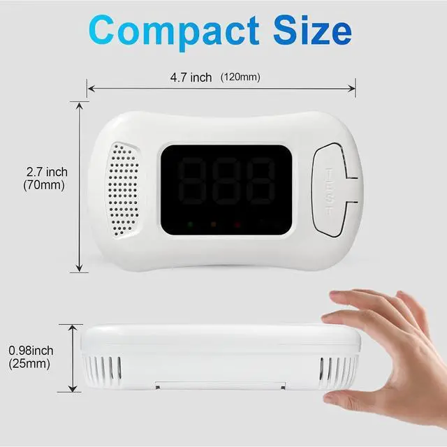 Alt view image 2 of 7 - 3 Packs Carbon Monoxide Detectors,CO Alarm Detector Monitor Battery Operated with PPM Value Display,Carbon Monoxide Alarm with Sound &Light Warning,Accurate & Easy to Read,for Home Kitchen Office