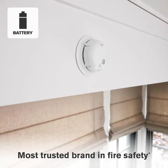 Alt view image 4 of 6 - Smoke Alarm Battery-Operated Detector with Test & Silence Button SMI100 1-Pack
