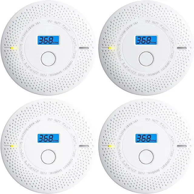 Main image of Smoke and Carbon Monoxide Detector, 2 in 1 LED Warning Light Indicators, 10 Year Battery (White), 4 Pack -  pack