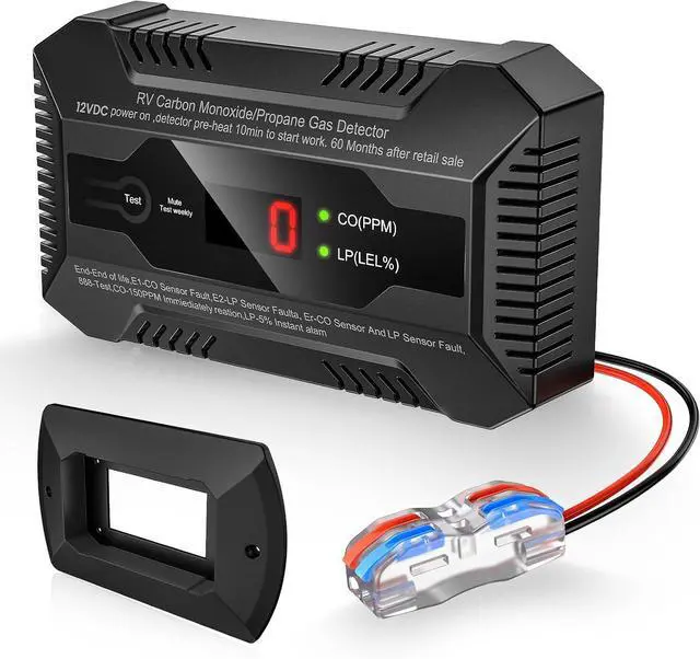 Main image of Dual CO/LP Alarm with Bracket - RV Carbon Monoxide and Propane Detector for Travel Trailer and Camper, Separated LED Indicator for Propane and CO, 85dB Loud Alarm - 12V DC RV Propane Gas Detector