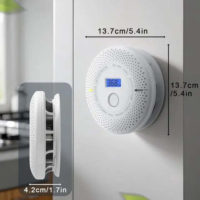 Alt view image 5 of 7 - Smoke and Carbon Monoxide Detector, 2 in 1 LED Warning Light Indicators, 10 Year Battery (White), 4 Pack -  pack