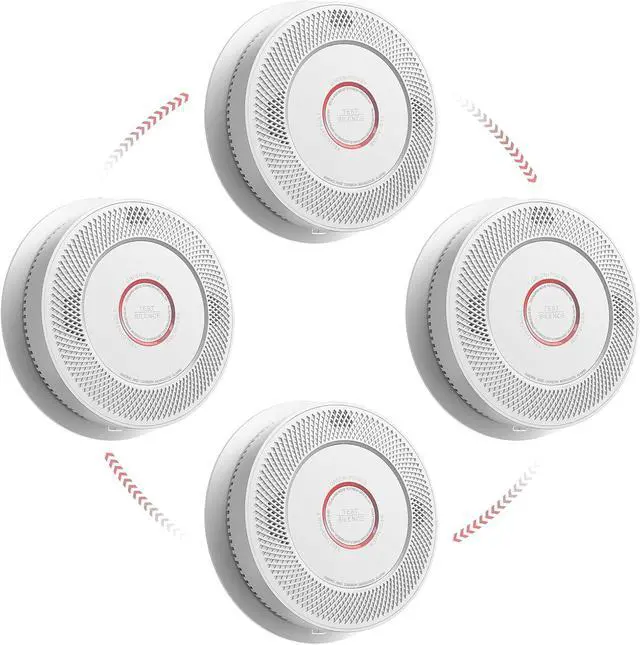 Main image of SITERWELL Smoke and Carbon Monoxide Detector 10-Year Battery, Wireless Interconnected Smoke Alarm Carbon Monoxide Detector with Dual Language Voice Alerts for Home and Babyroom, 4 Pack