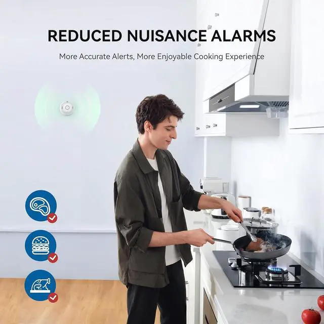 Alt view image 2 of 7 - SITERWELL Smoke and Carbon Monoxide Detector 10-Year Battery, Wireless Interconnected Smoke Alarm Carbon Monoxide Detector with Dual Language Voice Alerts for Home and Babyroom, 4 Pack