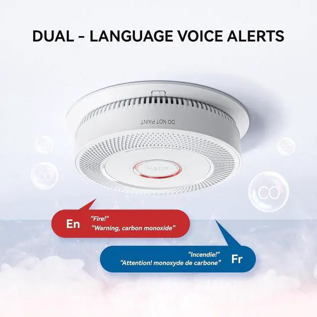 Alt view image 5 of 7 - SITERWELL Smoke and Carbon Monoxide Detector 10-Year Battery, Wireless Interconnected Smoke Alarm Carbon Monoxide Detector with Dual Language Voice Alerts for Home and Babyroom, 4 Pack