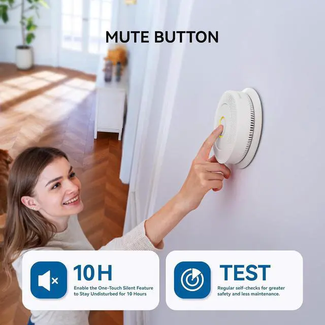 Alt view image 6 of 7 - SITERWELL Smoke and Carbon Monoxide Detector 10-Year Battery, Wireless Interconnected Smoke Alarm Carbon Monoxide Detector with Dual Language Voice Alerts for Home and Babyroom, 4 Pack
