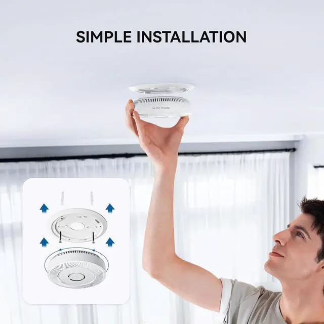 Alt view image 7 of 7 - SITERWELL Smoke and Carbon Monoxide Detector 10-Year Battery, Wireless Interconnected Smoke Alarm Carbon Monoxide Detector with Dual Language Voice Alerts for Home and Babyroom, 4 Pack