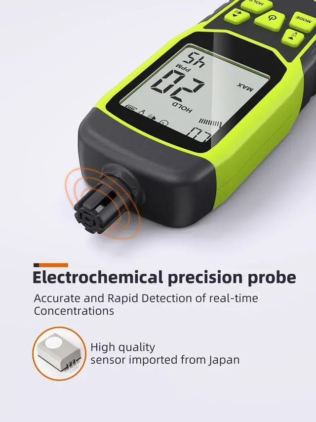 Alt view image 2 of 6 - Carbon Monoxide Detectors, Portable CO Detector with Audible & Visual Alarm, 2.4-in Backlit Screen 0-1000PPM Travel CO Gas Meter for Home, Industrial and Outdoor (includes Battery x3)