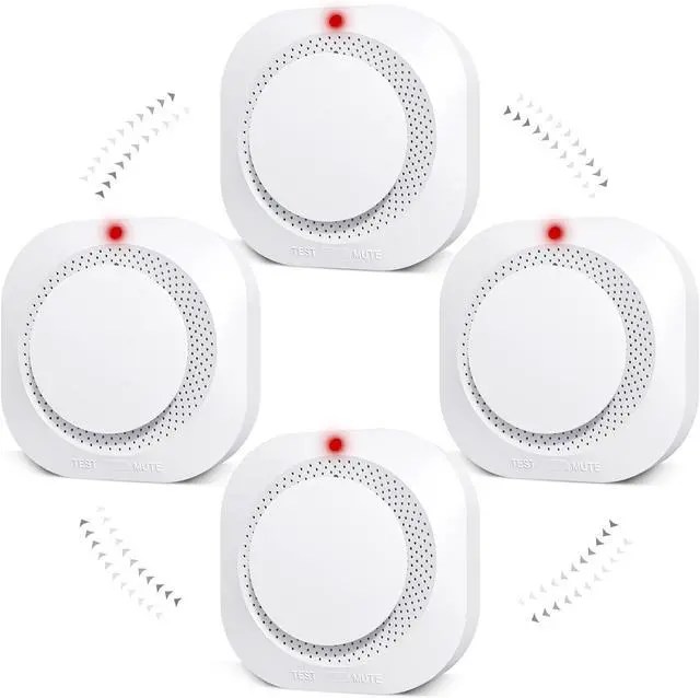 Main image of Smoke Detector, Battery Operated Smoke Alarm with Photoelectric Technology, UL Listed Fire Alarms Smoke Detectors with LED Indicator and Test Button (4 Pack)