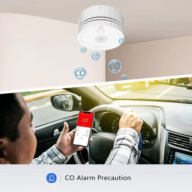 Alt view image 5 of 7 - HEIMAN WiFi Mini Carbon Monoxide (CO) Detector, Battery Powered CO Alarm, Test-Reset Button, Low Battery Indicator, Portable Carbon Monoxide Alarm for Travel, Complies with UL2034 (5 Pack)