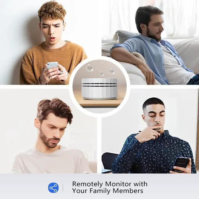 Alt view image 7 of 7 - HEIMAN WiFi Mini Carbon Monoxide (CO) Detector, Battery Powered CO Alarm, Test-Reset Button, Low Battery Indicator, Portable Carbon Monoxide Alarm for Travel, Complies with UL2034 (5 Pack)
