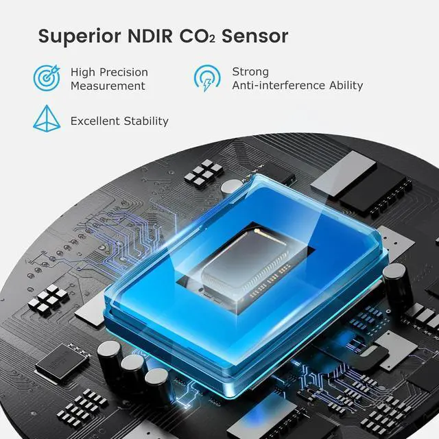 Alt view image 6 of 7 - INKBIRDPLUS Portable CO2 Detector, Mini Indoor CO2 Monitor, NDIR Sensor with Full Color LCD, for Home, Office, Travel (PTH-10C)