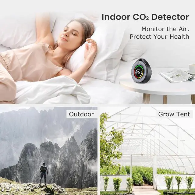 Alt view image 7 of 7 - INKBIRDPLUS Portable CO2 Detector, Mini Indoor CO2 Monitor, NDIR Sensor with Full Color LCD, for Home, Office, Travel (PTH-10C)