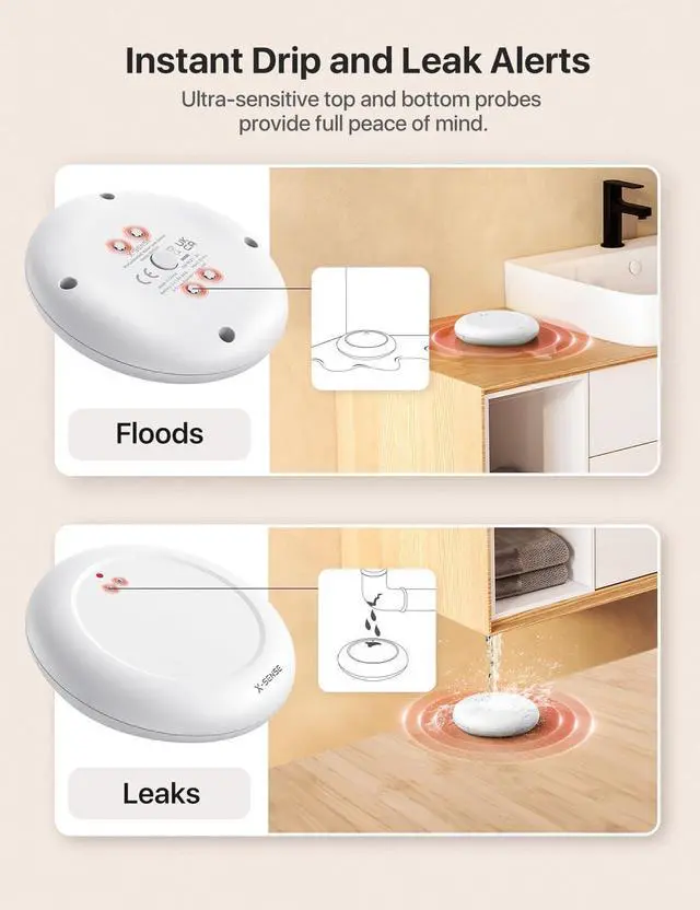 Alt view image 5 of 7 - X-Sense Wi-Fi Water Leak Detector (SBS50 Base Station Required), 3 SWS0A Water Sensors