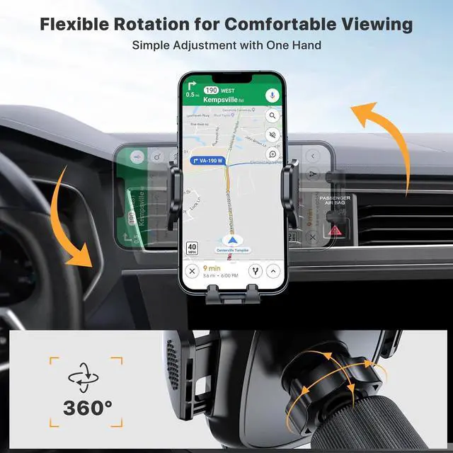 Alt view image 4 of 6 - Miracase Phone Holders for Your Car with Metal Hook Clip, Air Vent Cell Phone Stand Car Mount, Universal Automobile Cradle Fit for iPhone Android and All Smartphones, Dark Black
