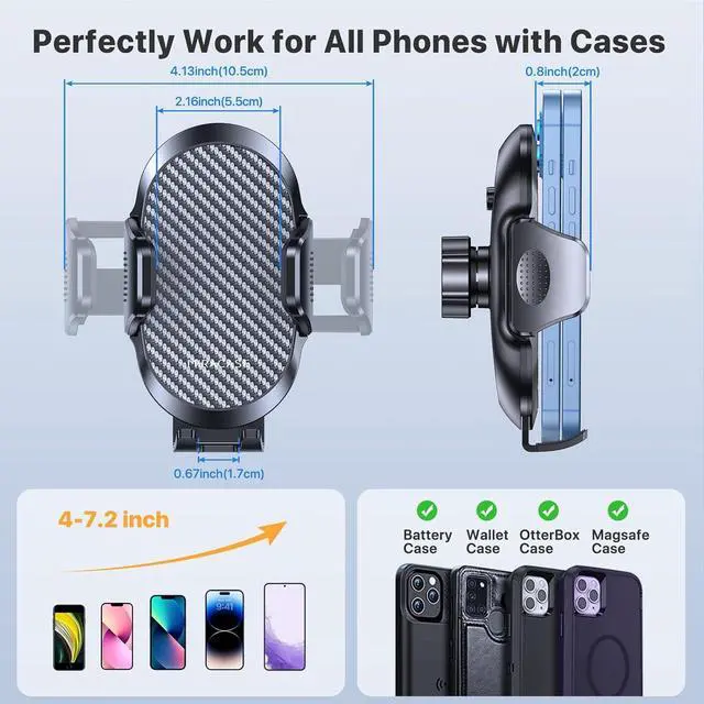 Alt view image 6 of 6 - Miracase Phone Holders for Your Car with Metal Hook Clip, Air Vent Cell Phone Stand Car Mount, Universal Automobile Cradle Fit for iPhone Android and All Smartphones, Dark Black