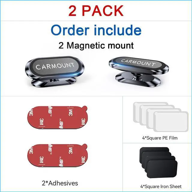 Alt view image 7 of 7 - 2-Pack Magnetic Phone Holder for CarSuper MagnetsCarmount 2.0 Magnetic phone Mount360°RotationUniversal Dashboard Cell Phone Holders for Your Car Phone Mount for Car Mount for iPhone & All Car