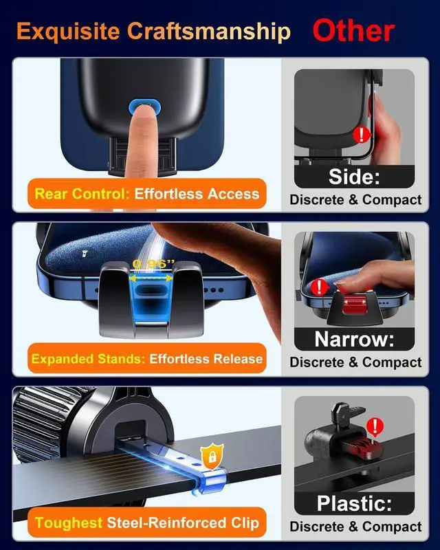 Alt view image 7 of 7 - Car Phone Holder Mount Phone Mount for Car Windshield Dashboard Air Vent Universal Hands Free Automobile Cell Phone Holder Fit for iPhone Smartphone Carbon Fiber