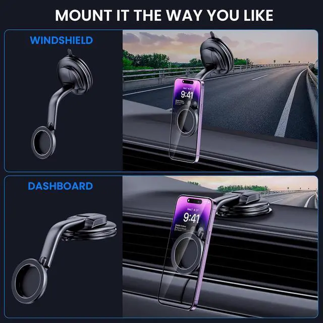 Alt view image 3 of 7 - for Magsafe Car Mount,Strong Magnets & Low Profile Magnetic Phone Holder for Car Dashboard Windshield Universal Hands Free Car Phone Holder for iPhone 15 14 13 12 Pro Max Plus Android