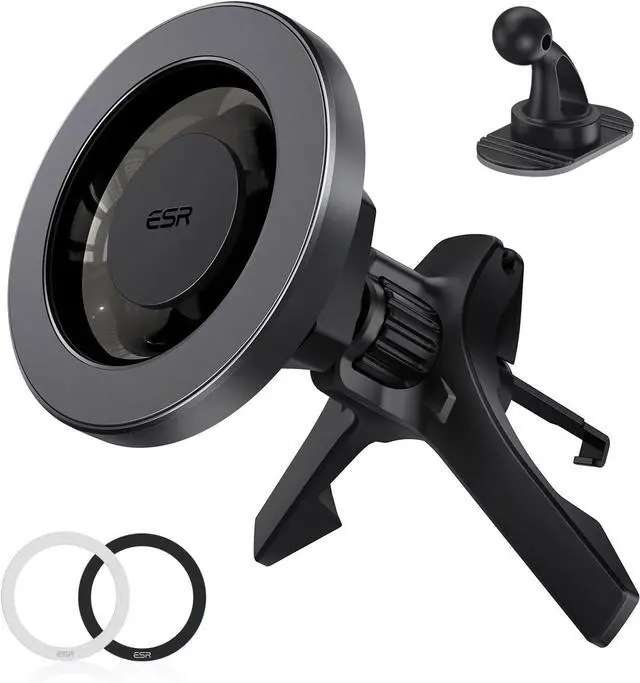 Main image of ESR for MagSafe Car Mount, Air Vent/Dashboard Magnetic Phone Holder for Car,Car Phone Holder Mount for iPhone 16/16e/15/14/13/12/Samsung, All Smartphones(2 Metal Rings included),Charging Not Supported