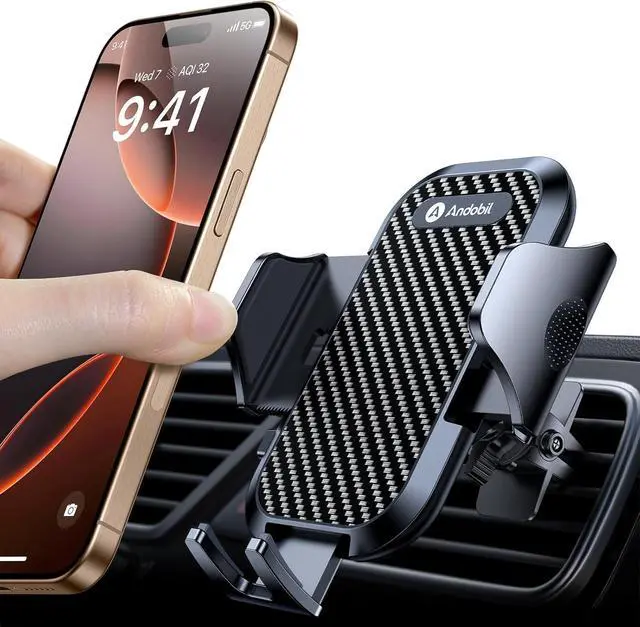 Main image of Phone Holders for Your Car - Air Vent Phone Mount Ultra-Stable Metal Clip with Anti-Shake & 360° Rotation Universal Car Mount Fit iPhone 16/15/14/13/12 Pro Max/Android/ Galaxy