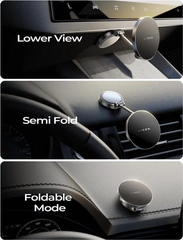 Alt view image 6 of 7 - LISEN for iPhone 17 Magsafe Car Mount Charger, 15W Fast Charging Magnetic Wireless Car Charger [Mini & Metal], 2025 Ultra Magnetic Car Phone Holder Dashboard for iPhone 17 Pro Max Air 16 15 14
