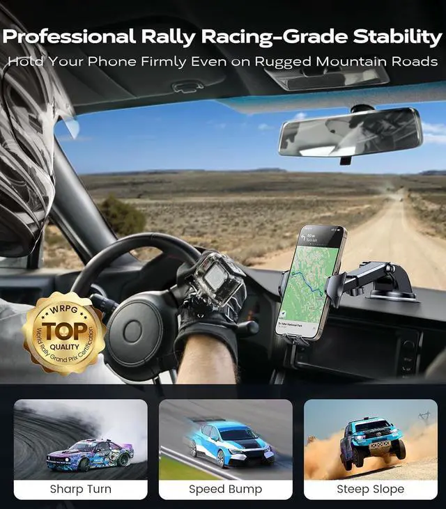 Alt view image 3 of 7 - VICSEED [True Strongest Suction] [Pro Rally Racing-Grade] Phone Holders for Your Car 2025 Upgraded Car Phone Holder Mount Truck Stand Cradle for iPhone 16 Pro Max Samsung All Phones, Light Blue