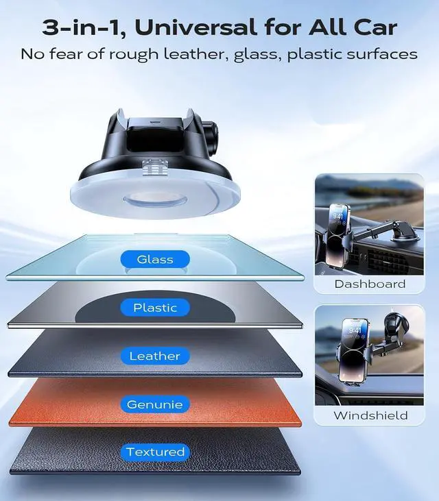 Alt view image 6 of 7 - VICSEED [True Strongest Suction] [Pro Rally Racing-Grade] Phone Holders for Your Car 2025 Upgraded Car Phone Holder Mount Truck Stand Cradle for iPhone 16 Pro Max Samsung All Phones, Light Blue