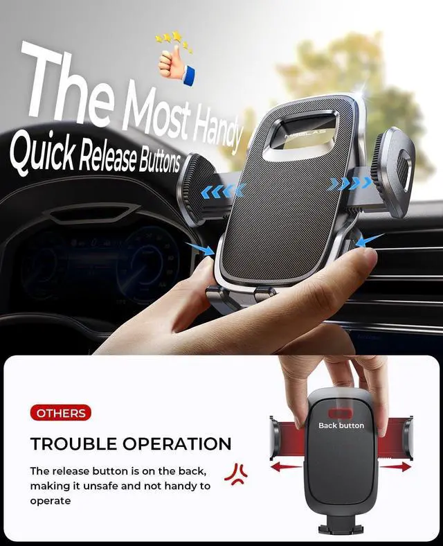 Alt view image 3 of 7 - MRGLAS 2025 Upgraded Phone Holders for Your Car with New Metal Hook Clip, Handy Air Vent Cell Phone Car Mount [One Hand Operation], Universal Automobile Cradle for iPhone Android and All Smartphones