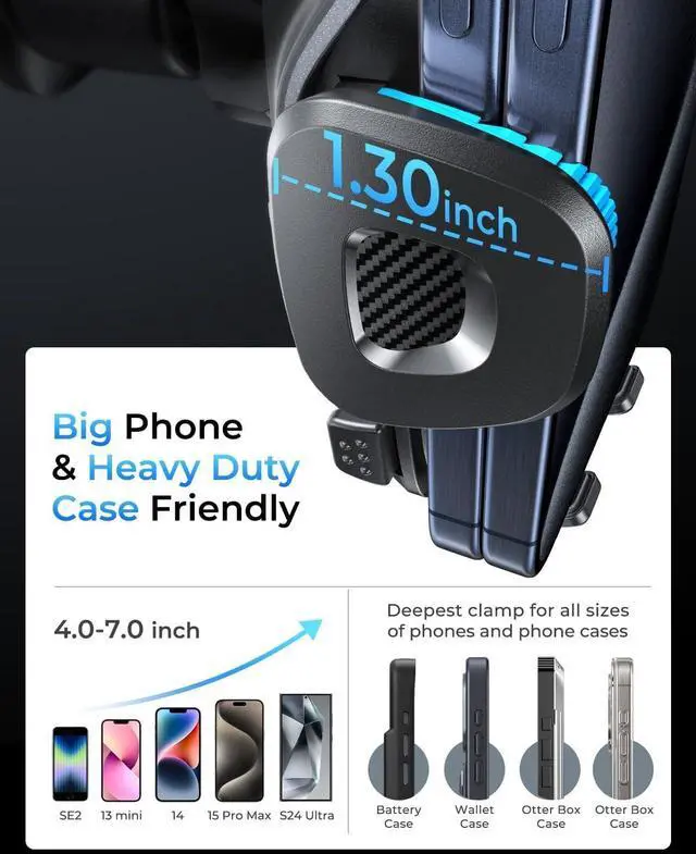 Alt view image 6 of 7 - MRGLAS 2025 Upgraded Phone Holders for Your Car with New Metal Hook Clip, Handy Air Vent Cell Phone Car Mount [One Hand Operation], Universal Automobile Cradle for iPhone Android and All Smartphones