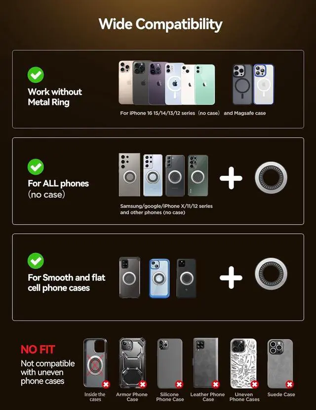 Alt view image 6 of 7 - JOYROOM Fits MagSafe Car Mount,360° Rotation & All Metal Ultra Magnetic Phone Holder Car, Car Magsafe Accessories for iPhone & MagSafe Case, Black