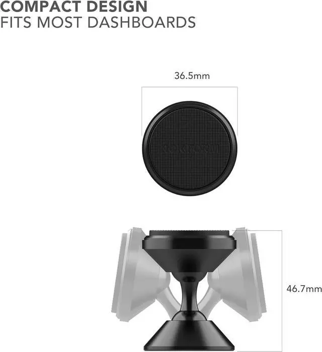 Alt view image 6 of 7 - ROKFORM - Adjustable Magnetic Car Mount, 360 Degree Swivel with 3M VHB Tape, Cell Phone Holder, Aluminum Dashboard Phone Mount Stand for Truck Car & Van (Black)