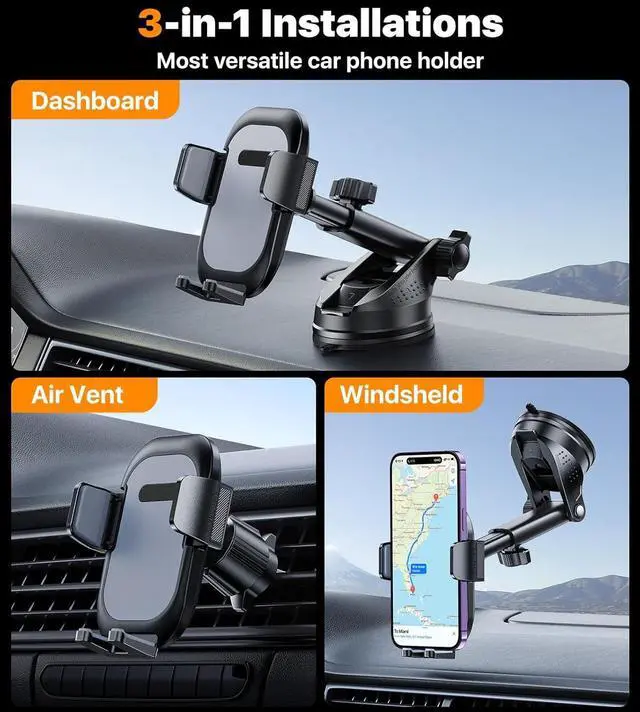 Alt view image 2 of 7 - hitolza Ultra Stable Phone Holders for Your Car [Powerful & 360 Adjustable Suction Cup] Universal Car Phone Holder Mount Long Arm Flexible Car Mount for Dashboard Windshield Air Vent All Phone Case