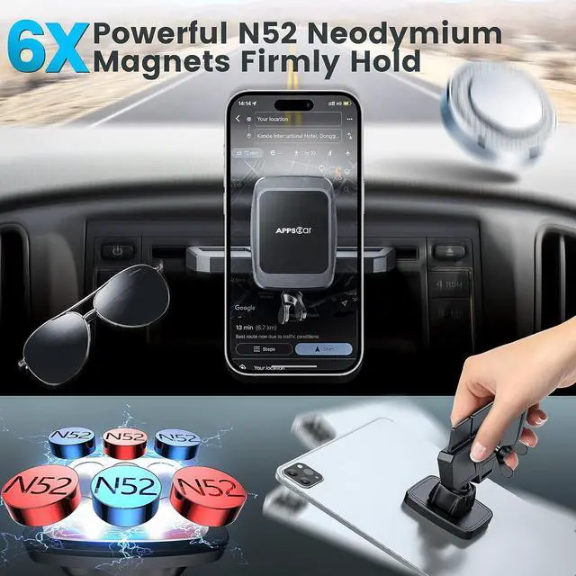 Alt view image 2 of 6 - Magnetic CD Phone Holder for Car Anti Shake Magnet CD Slot Phone Mount Car Truck Accessories Compatible with iPhone  & All Cellphones for Smartphone Mobile