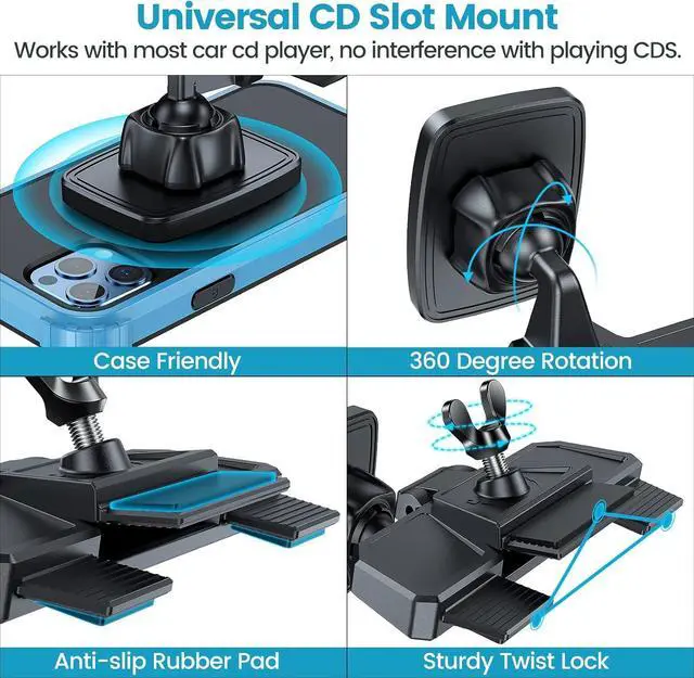 Alt view image 4 of 6 - Magnetic CD Phone Holder for Car Anti Shake Magnet CD Slot Phone Mount Car Truck Accessories Compatible with iPhone  & All Cellphones for Smartphone Mobile