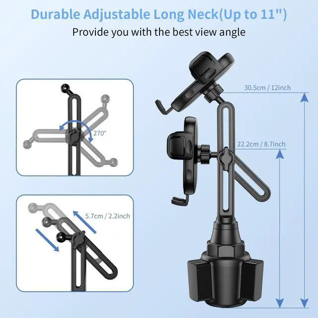 Alt view image 5 of 7 - Cup Phone Mount for Car [Upgraded Version] Universal Cup Phone Cradle Holder with Long and Adjustable Neck Friendly Compatible with Cell Phone iPhone  Google and All Smartphones