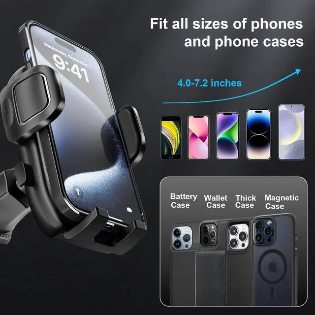 Alt view image 7 of 7 - Phone Holders for Your Car with Metal Hook Clip Air Vent Cell Phone Car Mount 360 Rotation Car Phone Holder Universal Automobile Cradle Fit for iPhone Android and All Smartphones Dark Black