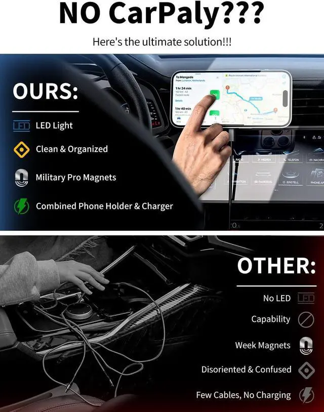 Alt view image 2 of 7 - MagSafe Car Mount Charger 3 in 1 [LED RGB HandsFree] Wireless Car Charger Magnetic Phone Holders for Your Car- Fast Charging Car MagSafe Charger for iPhone 16/15/14/13/12 Series Gift for Men Women