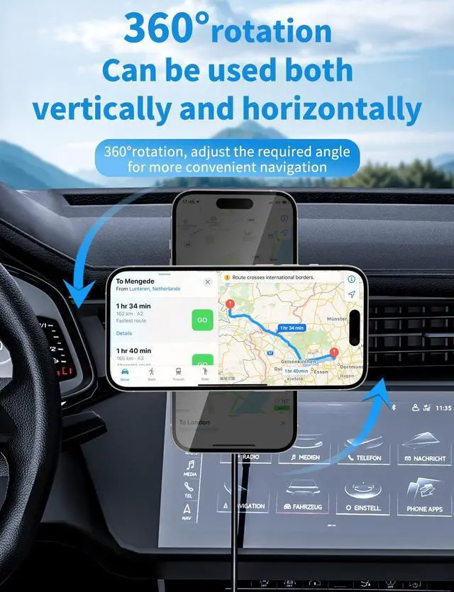 Alt view image 7 of 7 - MagSafe Car Mount Charger 3 in 1 [LED RGB HandsFree] Wireless Car Charger Magnetic Phone Holders for Your Car- Fast Charging Car MagSafe Charger for iPhone 16/15/14/13/12 Series Gift for Men Women