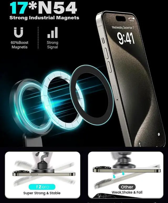 Alt view image 4 of 7 - 1Zero for Magsafe CD Phone Holder for Car [17 Strong Magnets] Magnetic CD Player Phone Mount, Hollow Socket CD Slot Phone Mount for iPhone 15 14 13 12 Series Pop Grip Ring Holder Magsafe Case