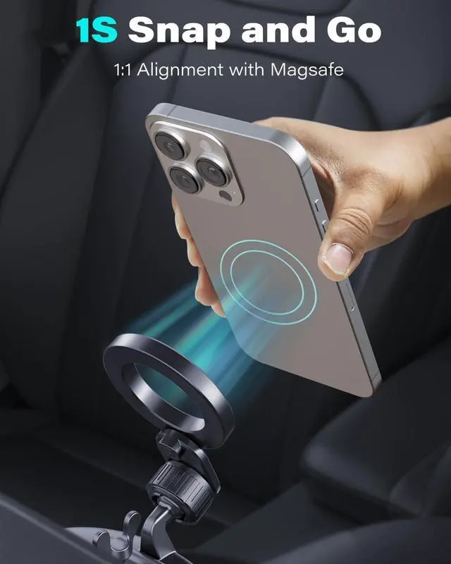 Alt view image 5 of 7 - 1Zero for Magsafe CD Phone Holder for Car [17 Strong Magnets] Magnetic CD Player Phone Mount, Hollow Socket CD Slot Phone Mount for iPhone 15 14 13 12 Series Pop Grip Ring Holder Magsafe Case