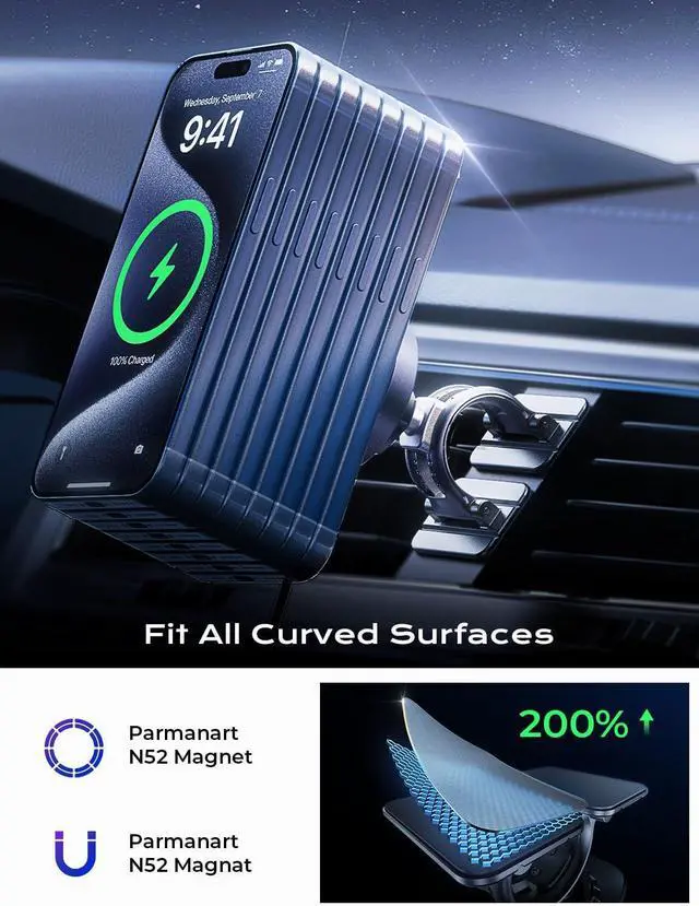 Alt view image 5 of 7 - LISEN for Qi2 15W MagSafe Car Mount Charger,Super Fast Magnetic Wireless Car Charger for iPhone 16 Pro Max AccessoriesQi2 MagSafe Charger Fits iPhone 16 15 14 13 12,Samsung with MagSafe Case
