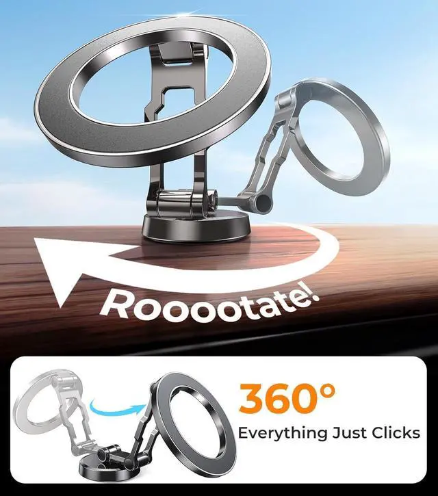 Alt view image 3 of 7 - Kaistyle for Magsafe Car Mount360° Adjustable Magnetic Phone Holder for Car Holder MountAll-Metal Foldable Cell Phone Holders for Your Car Dash for iPhone 16 Pro Max 15 14 13 12 Plus Mini