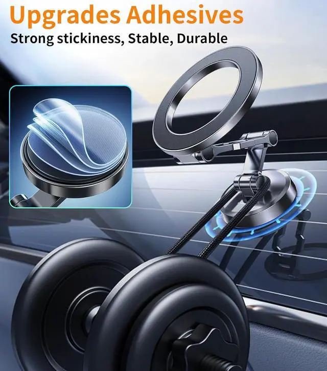 Alt view image 4 of 7 - Kaistyle for Magsafe Car Mount360° Adjustable Magnetic Phone Holder for Car Holder MountAll-Metal Foldable Cell Phone Holders for Your Car Dash for iPhone 16 Pro Max 15 14 13 12 Plus Mini
