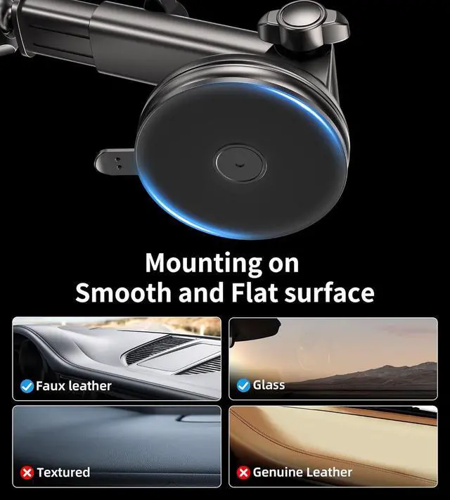 Alt view image 5 of 7 - for MagSafe Car Mount ChargerDash+Vent+WindshieldWireless Car Charger with [LED Light] for Night Align, Strong Magnetic Phone Holder for Car for iPhone 16 15 14 13 12 Series, Fit MagSafe Accessories