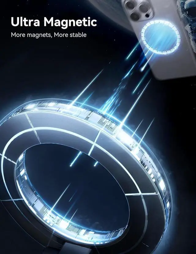 Alt view image 4 of 7 - JOYROOM Fits MagSafe Car Mount,360° Rotation & All Metal Ultra Magnetic Phone Holder Car, Car Magsafe Accessories for iPhone & MagSafe Case, Black