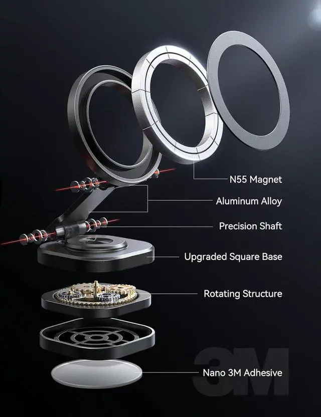 Alt view image 7 of 7 - JOYROOM Fits MagSafe Car Mount,360° Rotation & All Metal Ultra Magnetic Phone Holder Car, Car Magsafe Accessories for iPhone & MagSafe Case, Black