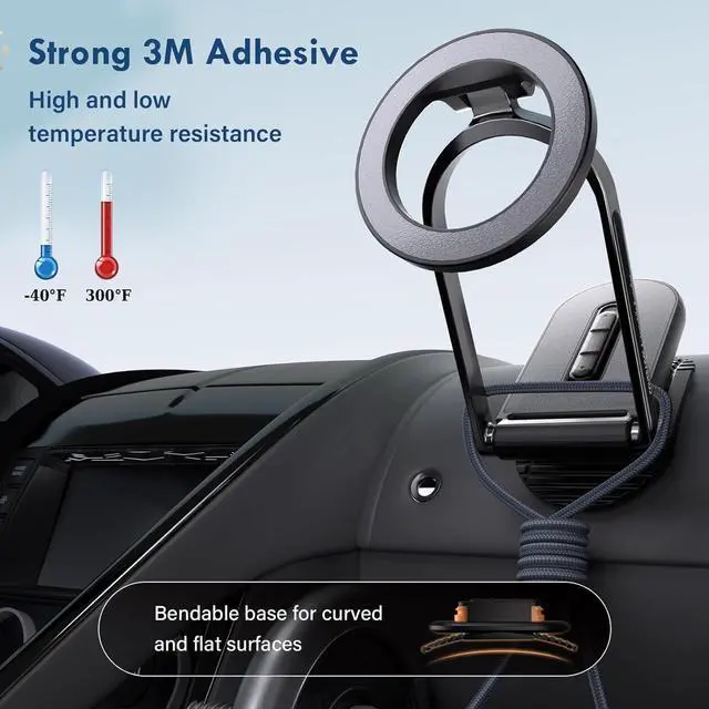 Alt view image 4 of 7 - Coverado for Magsafe Car Mount, Magnetic Car Phone Holder, 360° Rotation Strong Magnet Car Phone Mount Dash Cell Phone Holders for Your Car, Car Accessories for iPhone 16/15/14/13(1Pack)