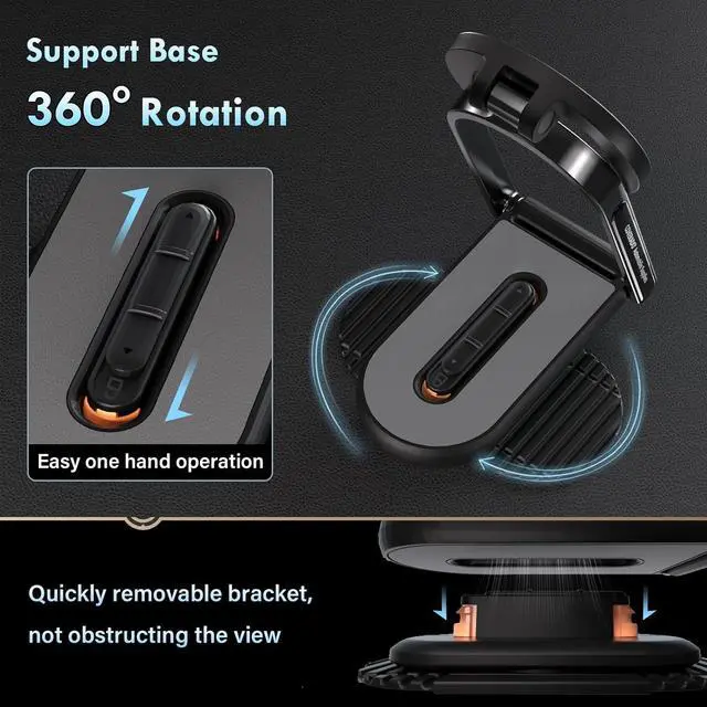 Alt view image 5 of 7 - Coverado for Magsafe Car Mount, Magnetic Car Phone Holder, 360° Rotation Strong Magnet Car Phone Mount Dash Cell Phone Holders for Your Car, Car Accessories for iPhone 16/15/14/13(1Pack)