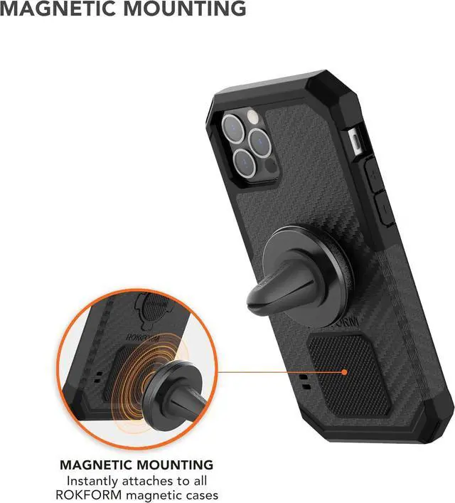 Alt view image 2 of 7 - Rokform - Magnetic Air Vent Mount, Super Grip Car Truck & Van Vent Clip, Aluminum Cell Phone Holder, Removable Vent Magnet Mount, Specially Designed for Rokform Cases (Black)